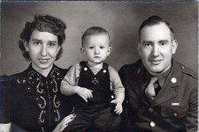 WW2 Photo of Soldier with Family, Mother, Father in Uniform and Baby