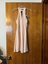 Express Pink With White Polka Dot Halter Dress Keyhole A-Line Size 0 NWT