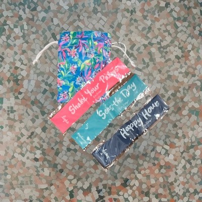 Lilly Pulitzer NIB YOGA PILATES, BANDS, WITH LIGHT, MEDIUM, AND HEAVY STRENGTHS