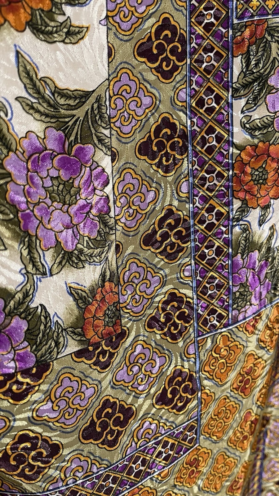 Floral Patchwork Patterned Print Large Silky Squa… - image 2