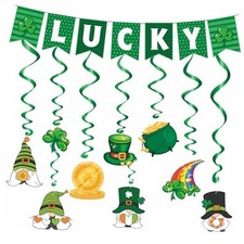 St Patricks Day Decorations - Hanging Swirls, Shamrock Banner - Shamrock Green
