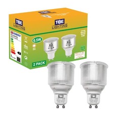TBE LIGHTING 6.5w GU10 Spot Light Bulbs - 2 Pack - LED Long Barrel Silver