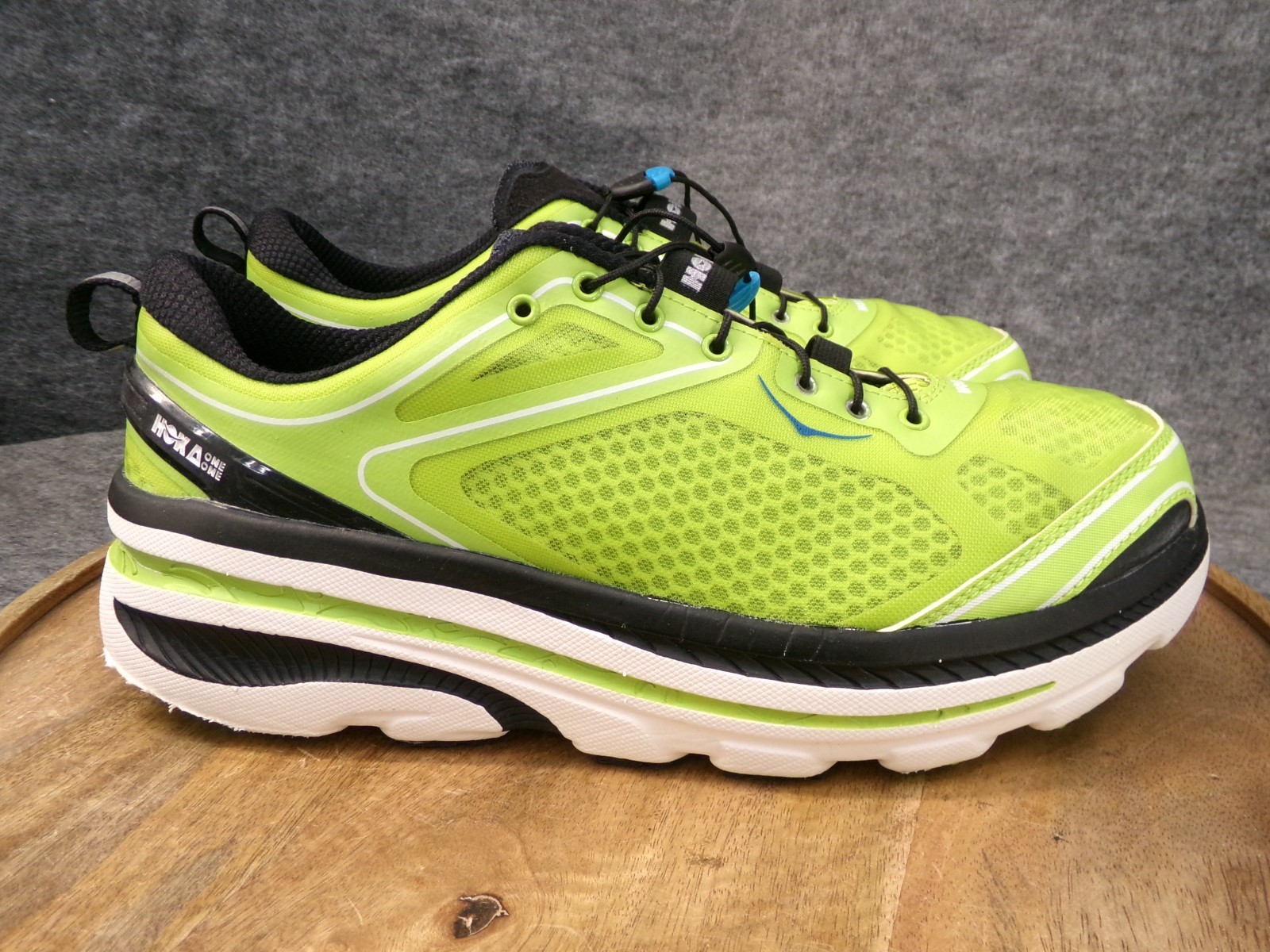 Hoka One One Bondi 3 Men's Size 11.5 US Neon Green Black Running Shoes Sneakers