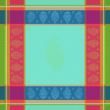 French Provencal Jacquard Woven Tablecloth Flowers Multicolor- France 63X63