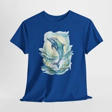 Watercolor Dolphin Marine Animal Tee, Colorful Dolphin Nature Scenery T-Shirt
