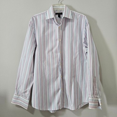 Express Design Studio Mens L Classic Fit Striped Premium Woven Cotton Shirt