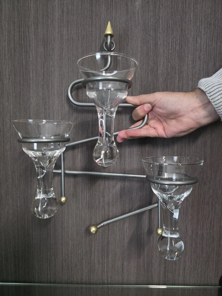 formano Kerzenhalter Wandmontage, Metall Messing Glas