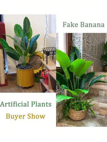 Palma artificiale grande pianta di banana finta foglie vero tocco decorazione casa giardino - Foto 6 di 24