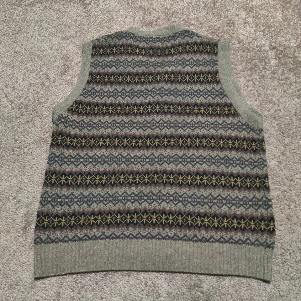 Chaleco Cárdigan Vintage Geoffrey Beene 100% Lana Cordero Azteca Suroeste Para Hombres XL Foto 4 de 4