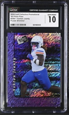 🏈 Ashton Jeanty 2024 Leaf Metal - CGC 10 /199  Purple Shimmer Promo (RC) #20B1