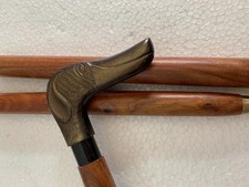 36'' Antique Style Designer Brass Dog Head Handle WOODEN Walking Stick Cane