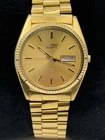 Vintage Seiko SQ Quartz 5H23-8070 Day Date Gold Tone 36mm Men’s Watch Japan