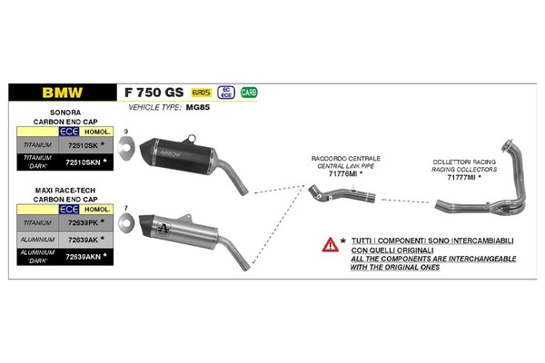 Arrow Auspuff Maxi Race Tech Dark Aluminium FüR BMW F 750 Gs/ F 850 GS-image