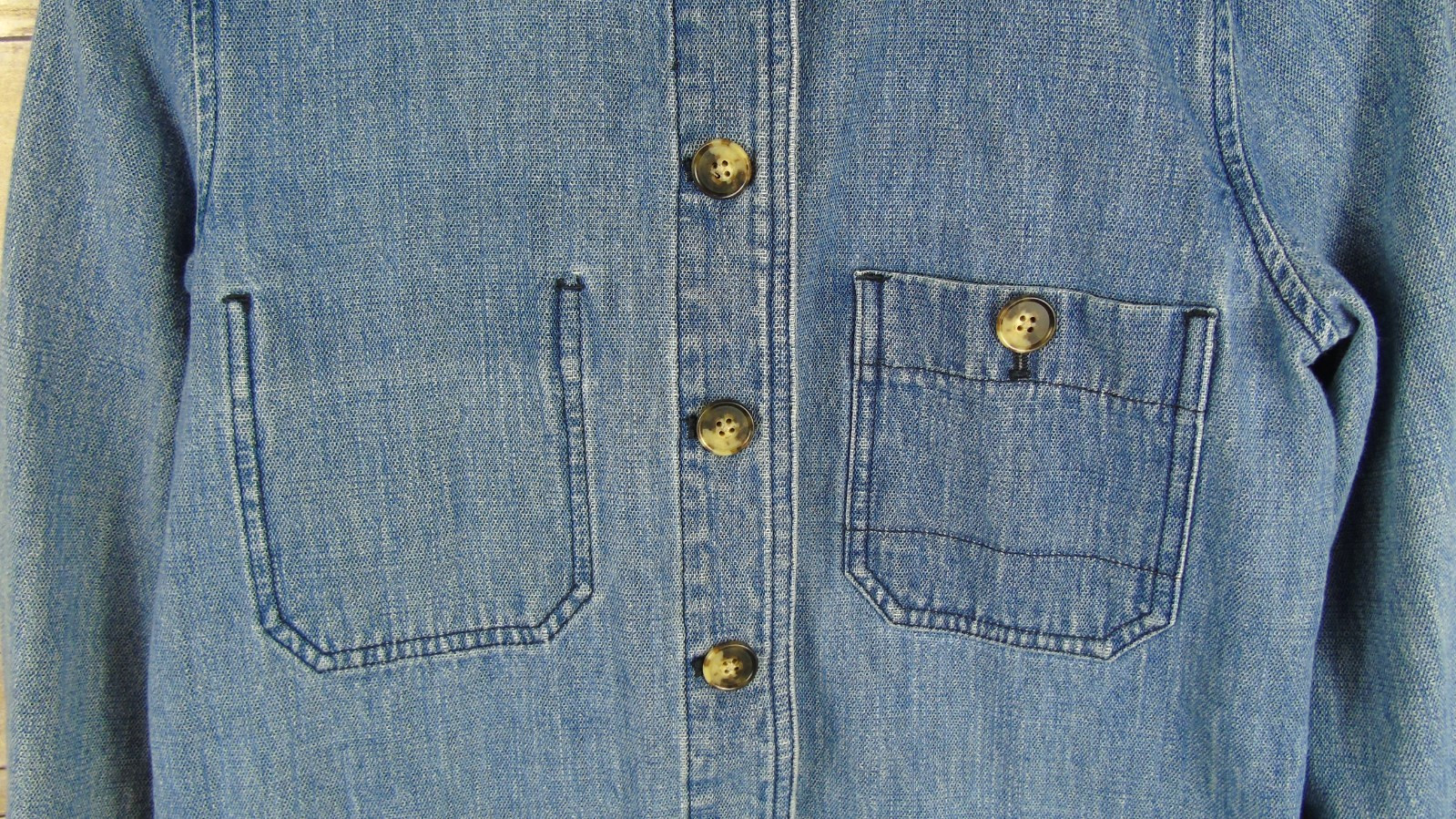 Faherty Studio Blue Denim Button Chore Jacket S S… - image 6