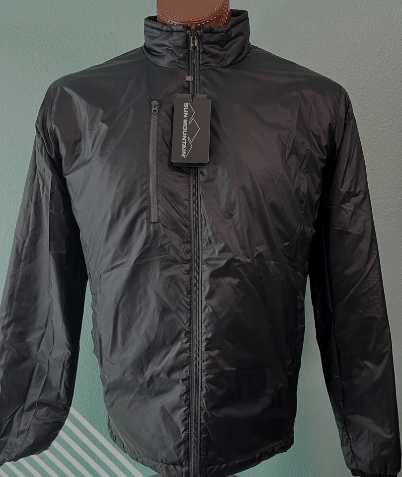 CHAQUETA SUN MOUNTAIN GOLF REVERSIBLE PUFFY manga larga cremallera completa talla L NEGRO OLIVA Foto 2 de 2