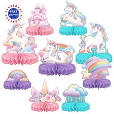 Unicorn Birthday Party Supplies Set - Rainbow Table Decorations Honeycomb