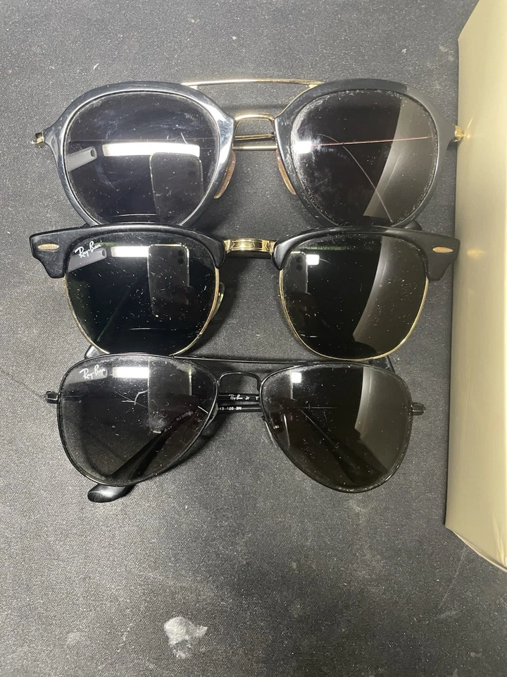 Ray-Ban Lunettes de soleil homme lot de 3, monture noire, verres noirs - Photo 2/3