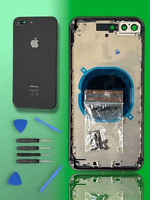 Backcover für iPhone 8 Plus Schwarz Gehäuse Rückseite Rahmen Frame Housing NEU