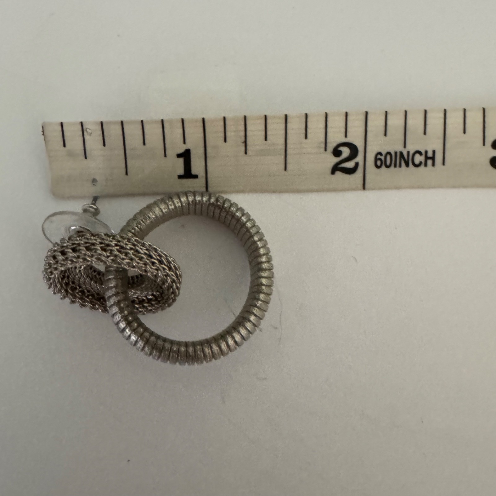 Chunky Textured Stud Earrings Interlocking Ring S… - image 6