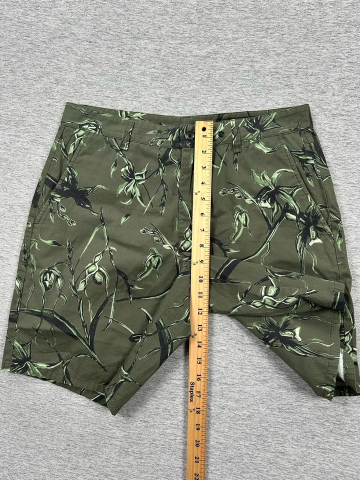 Pantalones Cortos Rag & Bone Para Hombres 31 Verde Floral Perry Ripstop Ejército Tropical Chino Exterior Foto 4 de 4