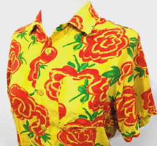 Vtg 90s JAMS WORLD Women's TEXAS ROSE Floral Hawaiian Shirt USA Size M EUC  