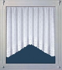 CHARM FLORAL WHITE NET CURTAIN JARDINIERE  READY MADE SLOT TOP