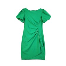 DKNY Womens Puff Sleeve Scuba Crepe Ruched Sheath Dress Size 4 Apple Green Party