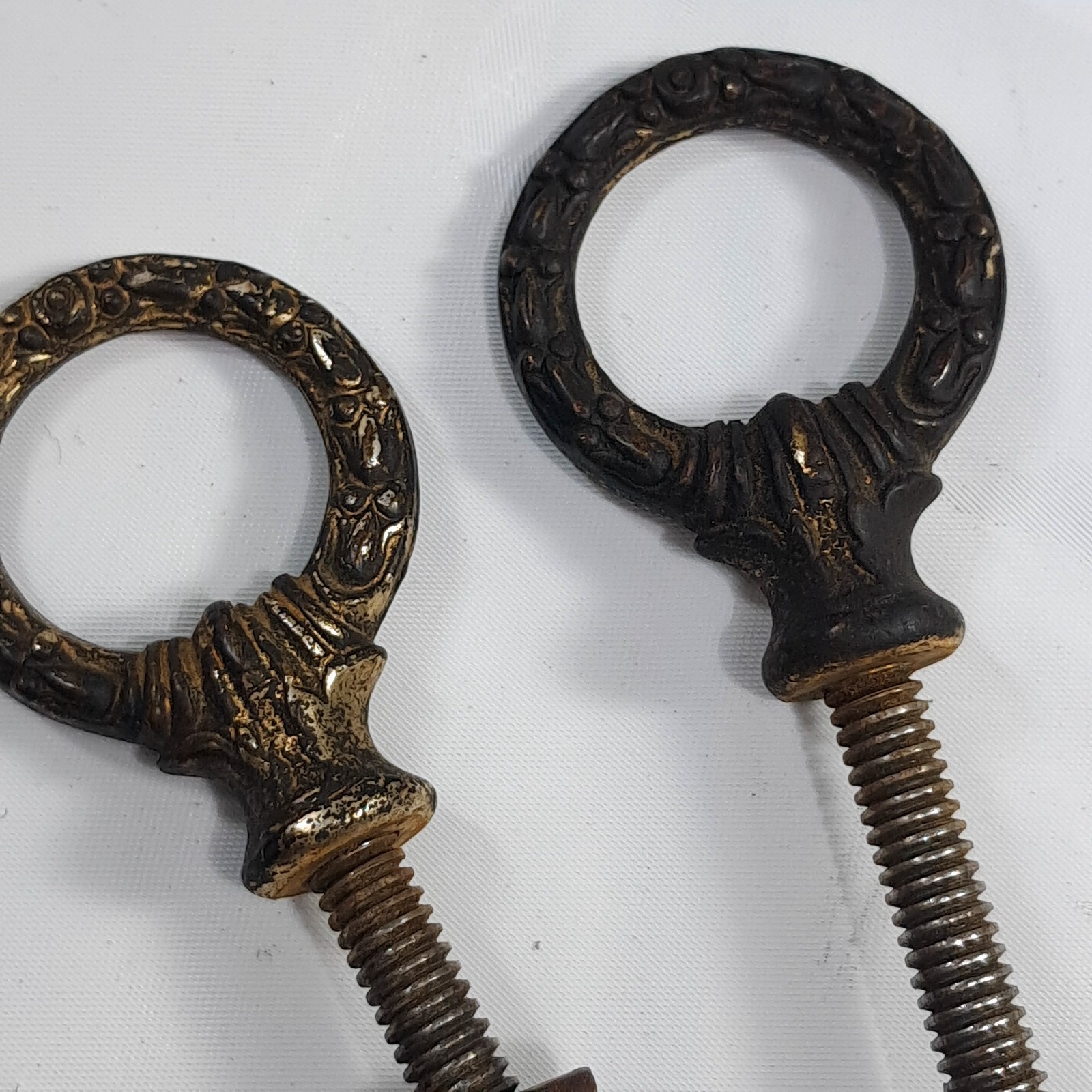Victorian style Ornate Brass & Steel Cheval Mirror Mount Set Bolts Screws wreath