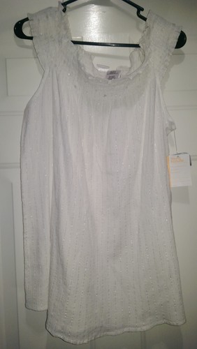 No Boundaries Juniors Women Shirt Size XL X Large 15/17 White Silver Striped NEW