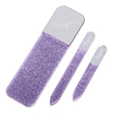 Regine Laser Etched Glass 3 Pc File Professional MANI PEDI SET Lilac Shimmer NEW