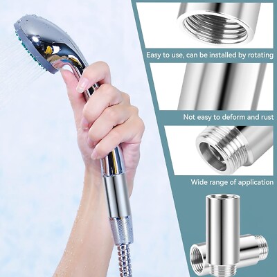 Shower Head Extension – 2-Pack Stainless Steel Pipe Coupler, 2 Inch Chrome Plated Arm For Handheld Shower Heads
