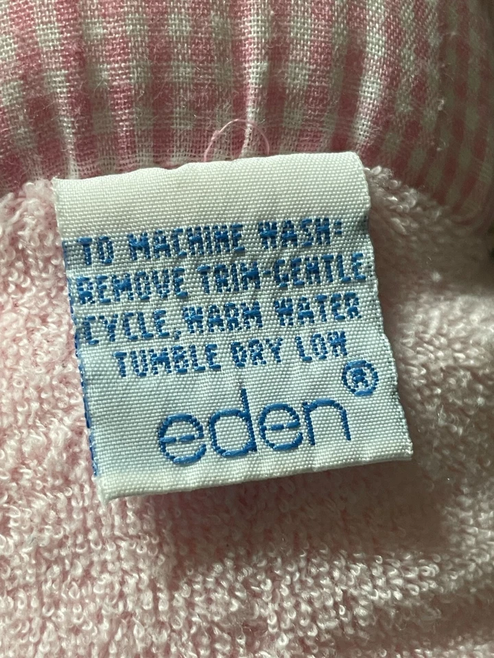 Muñeca bebé rosa Edén de colección tela de felpa gorro de encaje rubio Lovey juguete de peluche Foto 4 de 4