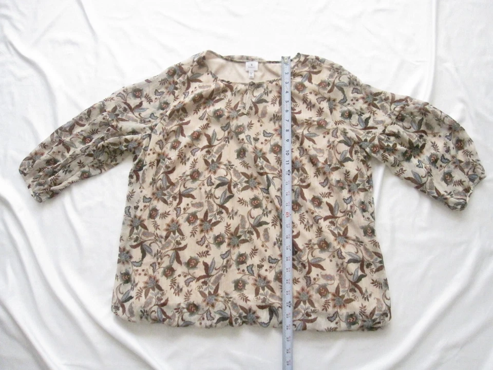 Women's Dress Barn Scoop Neck Polyester Long Sleeve Floral Blouse Sz 2X (WB112) - Image 3 of 4