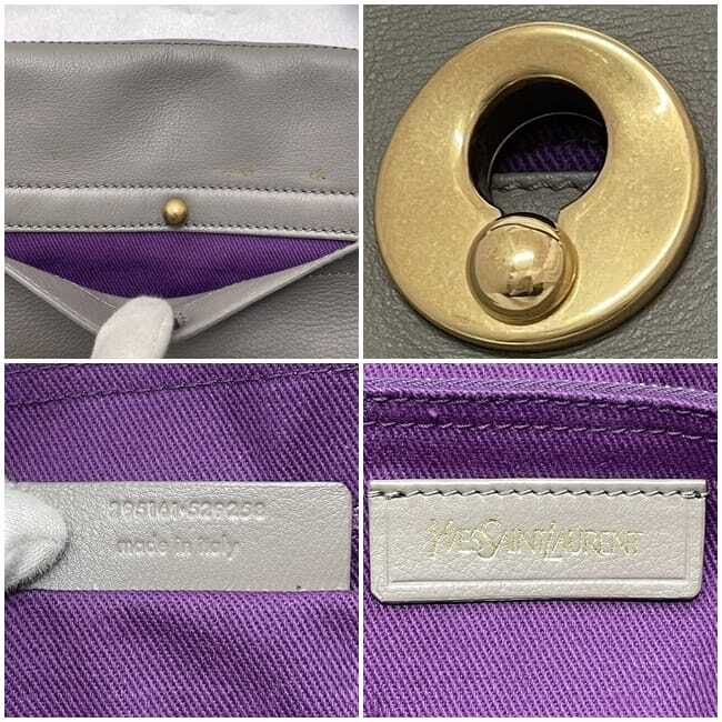 Borsa Saint Laurent 2way ec 22853 Grigio Viola M 295141 Buone Condizioni Pelle