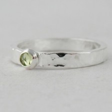 Sterling Silver Peridot Ring Rose Cut Textured August Birthstone Personalised