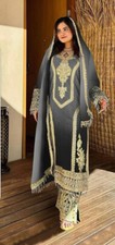 Classic Look Chinnon Silk Gray Top Palazzo With Dupatta For Wedding  Function