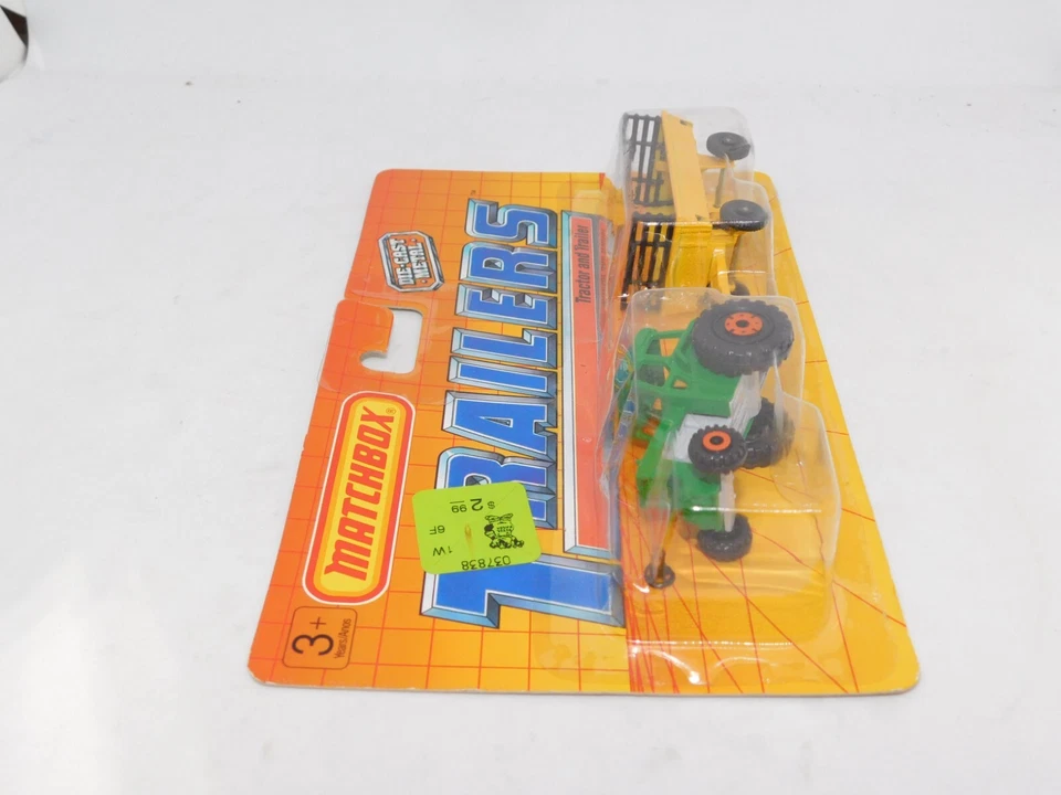 Matchbox Trailers 32400 TP108 Die Cast Metal Green Tractor & Yellow Trailer 1990 - Image 3 of 3