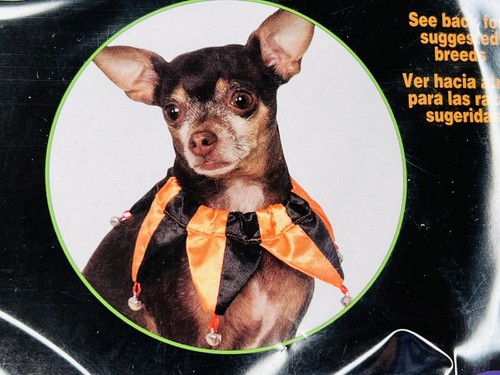 Rubies Pet Shop Jester Collar Pet Costume Animal Sz S/M Dog Halloween Orange NEW