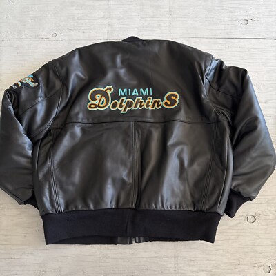 Vintage 90s Delong NFL Miami Dolphins Full Zip Leather Football