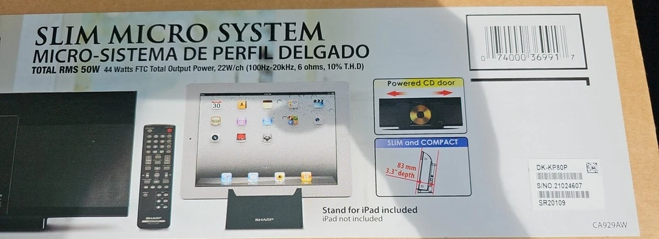 Sharp DK-KP80P SLIM MICRO SYSTEM WITH DOCKING SLOT, Mini Audio System Sealed - Image 4 of 4