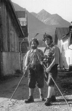 A126 Real Photo Cattle Drive Oberstdorf Tradition Men Cane stick Ethnic postcard