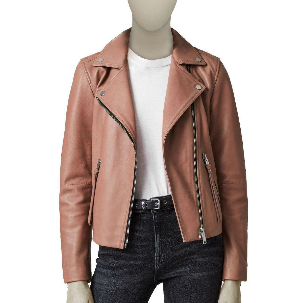 Rose pink clearance leather jacket