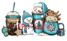 Sublimation Print Christmas Snowman Drinks Ready To Press Heat Transfer