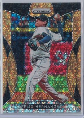 2019 Panini Neon Orange Donut Circles Prizm Felix Hernandez #5/150 Seattle