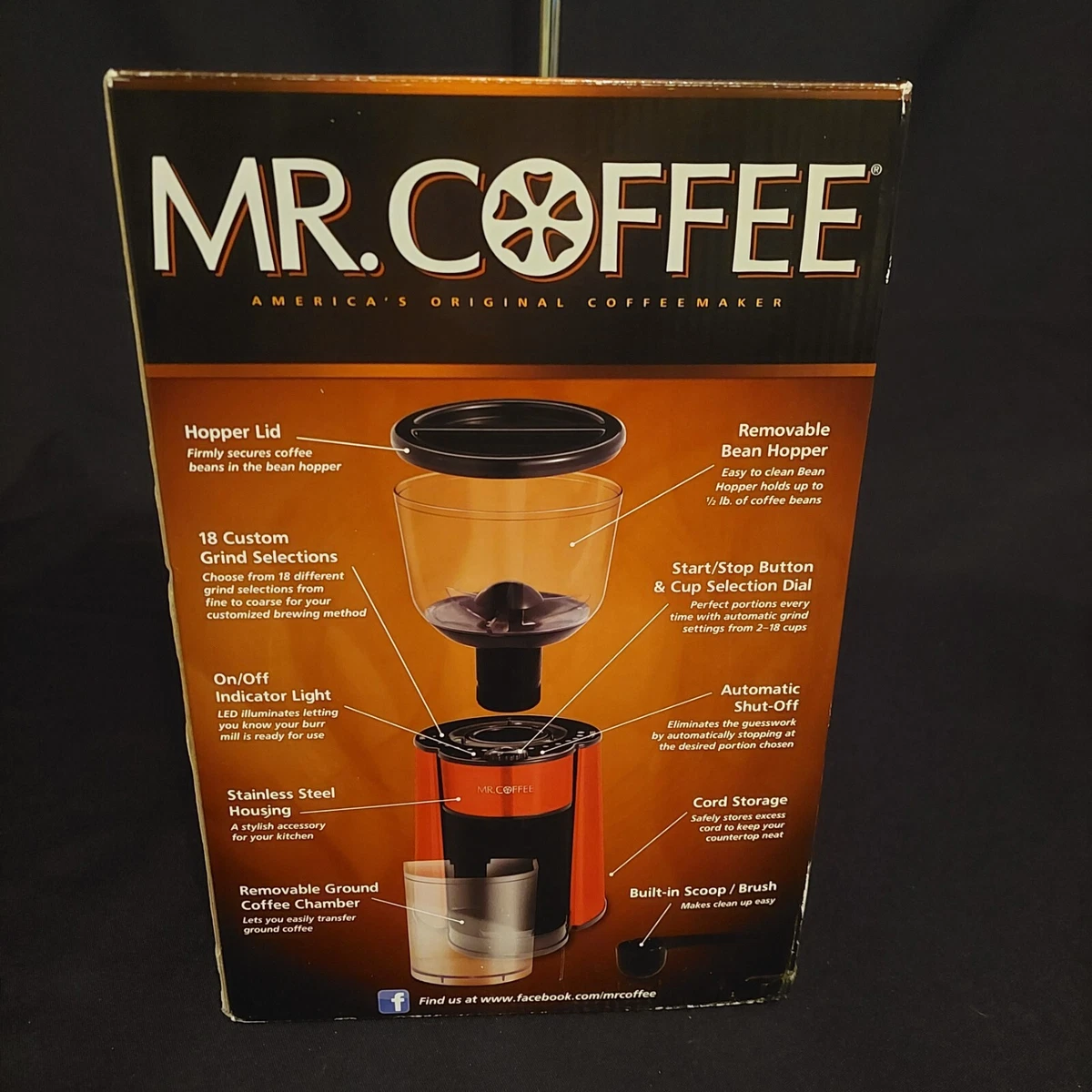 Mr. Coffee Automatic Burr Grinder with 18 Custom Grinder Settings