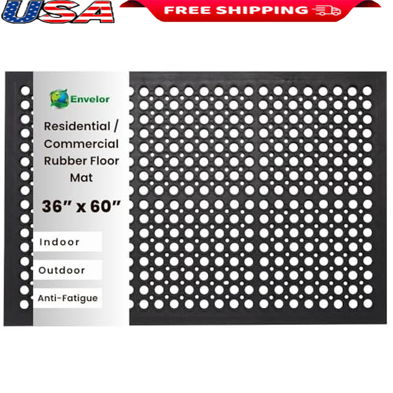 Anti Fatigue Non Slip Rubber Floor Mat Drainage Utility Mat Kitchen Bar Garage