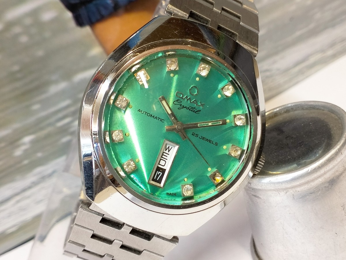 AUTHENTIC OMAX 25 JEWELS AUTOMATIC 28-35233 SWISS MEN'S FULL WORKING ALL  ORG VTG