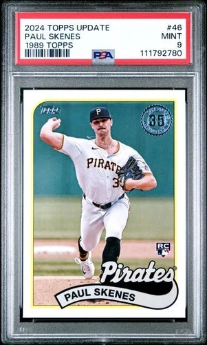 2024 TOPPS UPDATE 1989 TOPPS BASEBALL #46 PAUL SKENES ROOKIE RC PSA 9