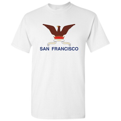 San Francisco US City Flag Basic Cotton T-Shirt - White