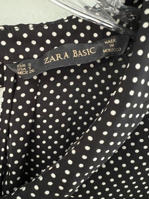 zara black and white polka dot top